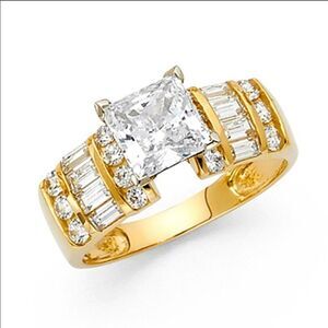 2ct 14k Solid Yellow Gold Engagement Ring